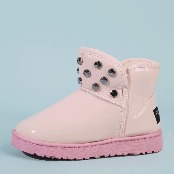 Studded Decor Ankle Boots, Pink
