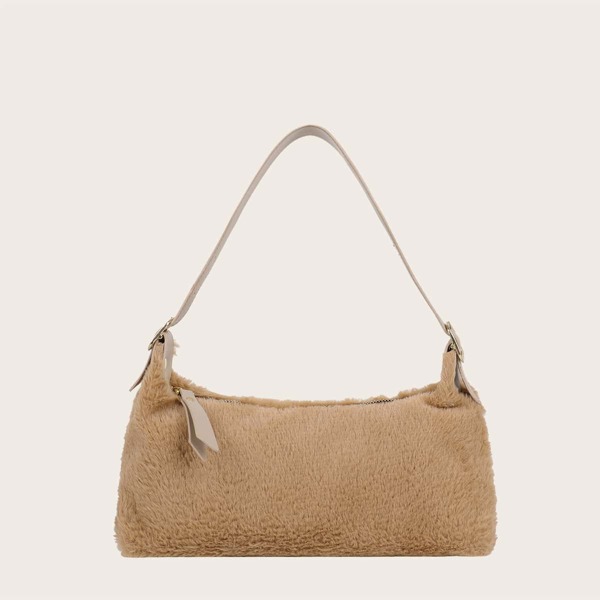 Minimalist Fluffy Baguette Bag, Khaki