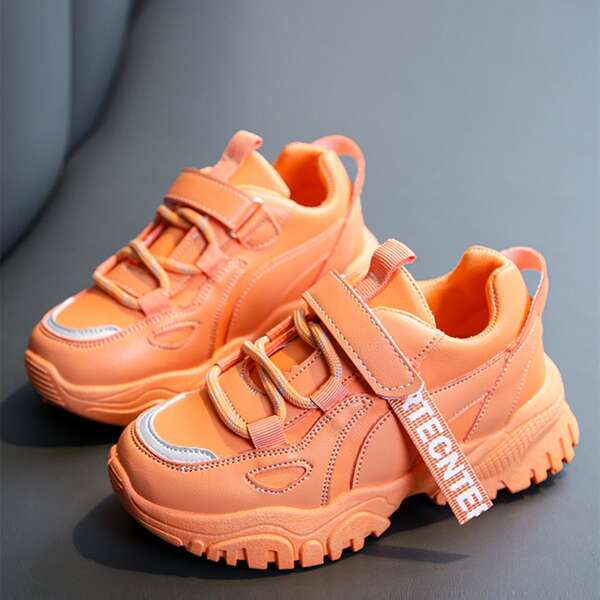 Girls Wide Fit Chunky Sneakers, Orange