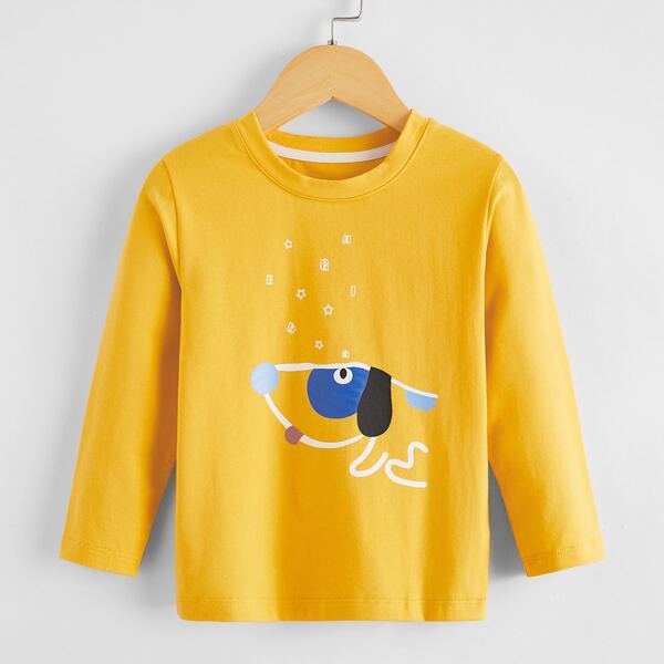 Toddler Boys Cartoon Graphic Tee, Yellow