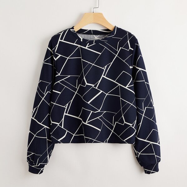 Geo Print Pullover, Navy blue