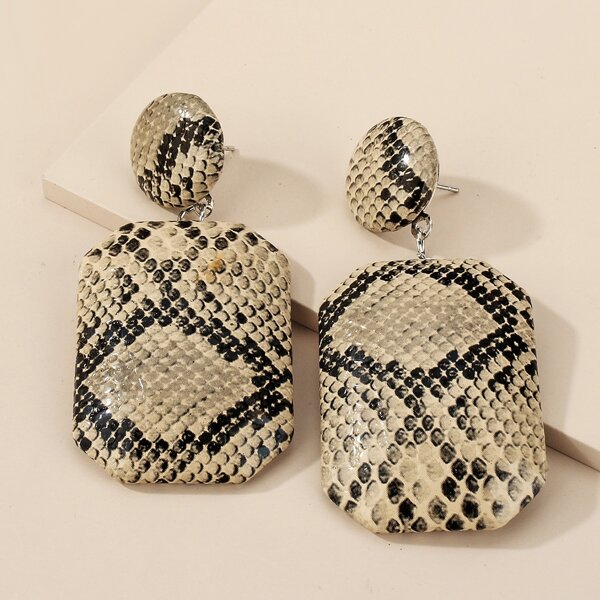 Snakeskin Pattern Drop Earrings, Multicolor