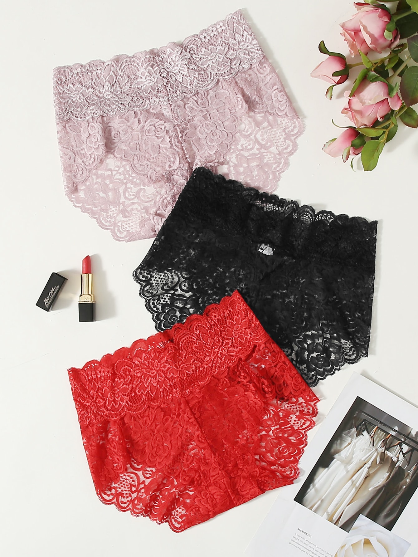 3pack Floral Lace Panty Set