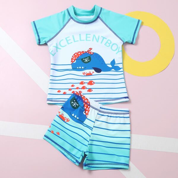 Toddler Boys Cartoon Graphic Swimsuit, Multicolor