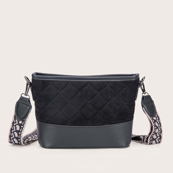 Регулируемый стеганая Модный Сумка через плечо, Чёрный 
Регулируемый стеганая Модный Сумка через плечо, Чёрный