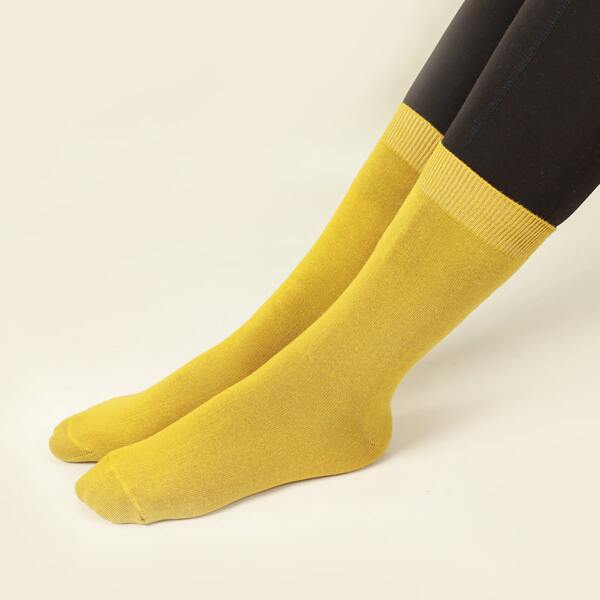 Solid Crew Socks, Yellow