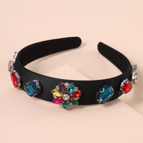 Gemstone Decor Hair Hoop, Black