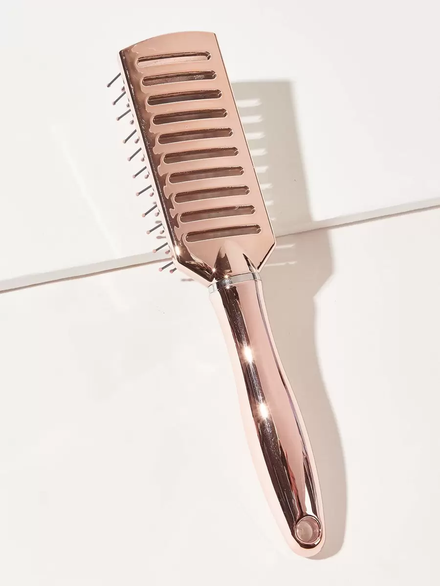 1 Stück verchromter Kamm mit Rippen und Ausschnitten, Kopfmassagekamm mit extra weichen Kammzähnen, zum Entwirren, schnelles Föhnen, einfaches Durchkämmen von Haaren, Haarbürste für nasses/trockenes/langes dickes lockiges Haar für Frauen, Männer, Kinder