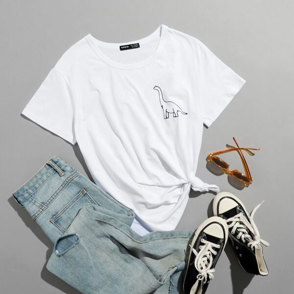Dinosaur Print Tee, White
