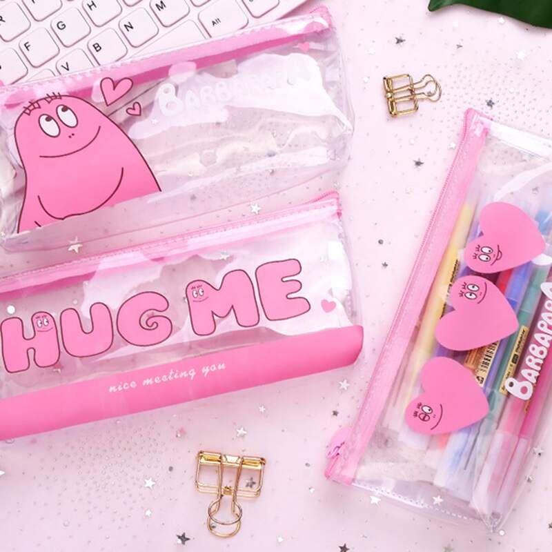 1pc Random Cartoon Clear Pencil Case, Pink 
1pc Random Cartoon Clear Pencil Case, Pink