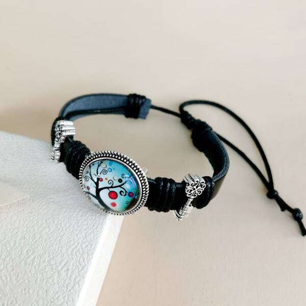 Men PU Leather Bracelet, Black