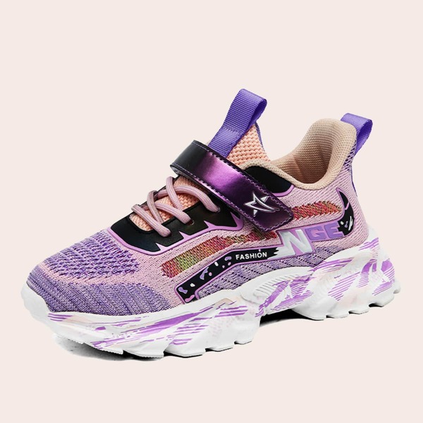 Girls Velcro Strap Knit Chunky Sneakers, Multicolor