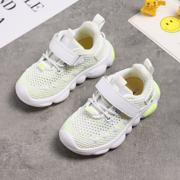 Toddler Girls Velcro Strap Mesh Sneakers, White