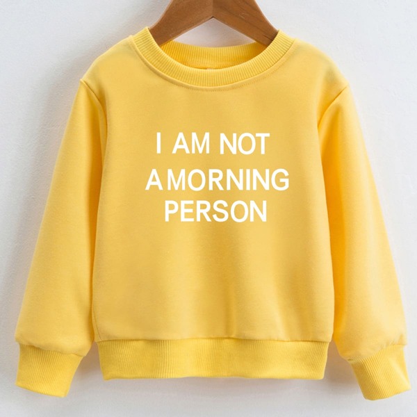 Girls Slogan Graphic Sweatshirt, Yellow