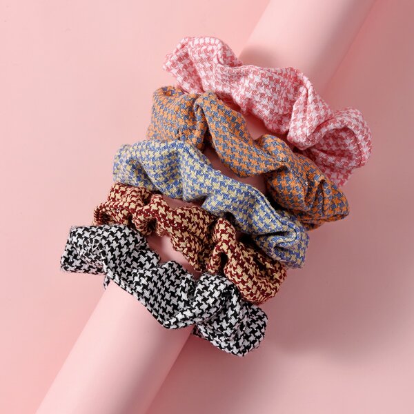 5pcs Girls Houndstooth Pattern Scrunchie, Multicolor
5pcs Girls Houndstooth Pattern Scrunchie, Multicolor