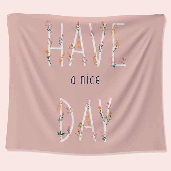 Slogan Graphic Tapestry, Pink