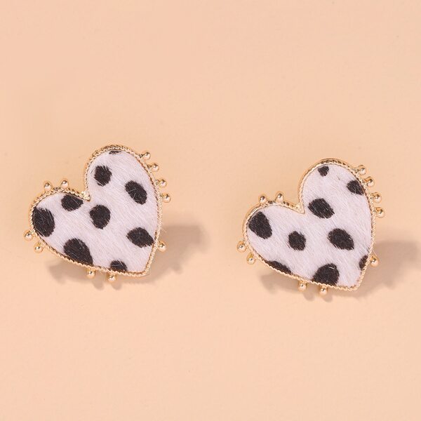 Heart Design Stud Earrings, Multicolor