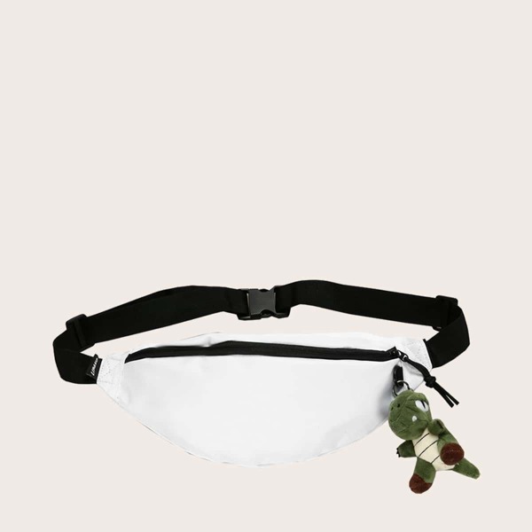 Men Cartoon Charm Fanny Pack, White