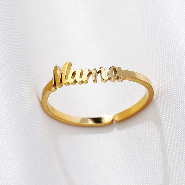 Letter Detail Ring, Gold