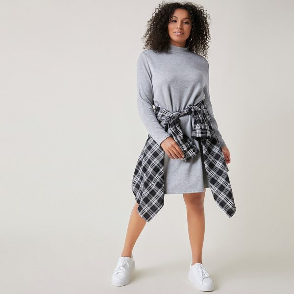 Plus Mock-neck Tee Dress, Light grey
Plus Mock-neck Tee Dress, Light grey