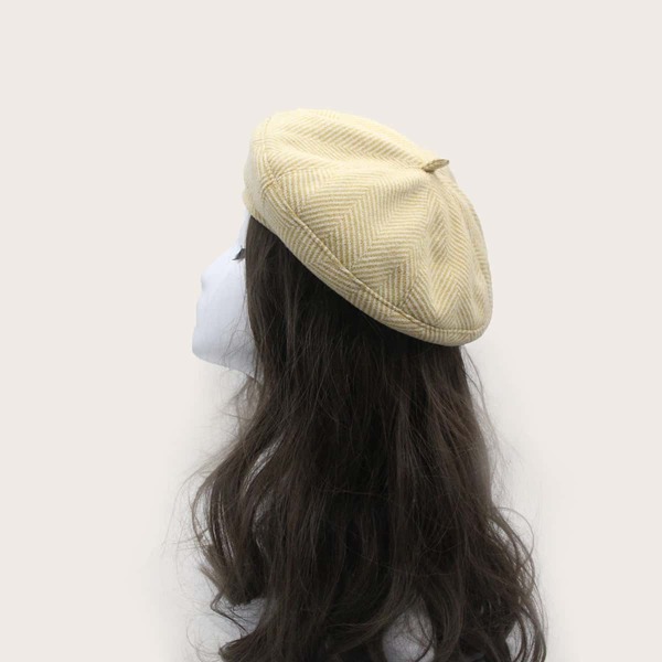Chevron Pattern Beret, Yellow