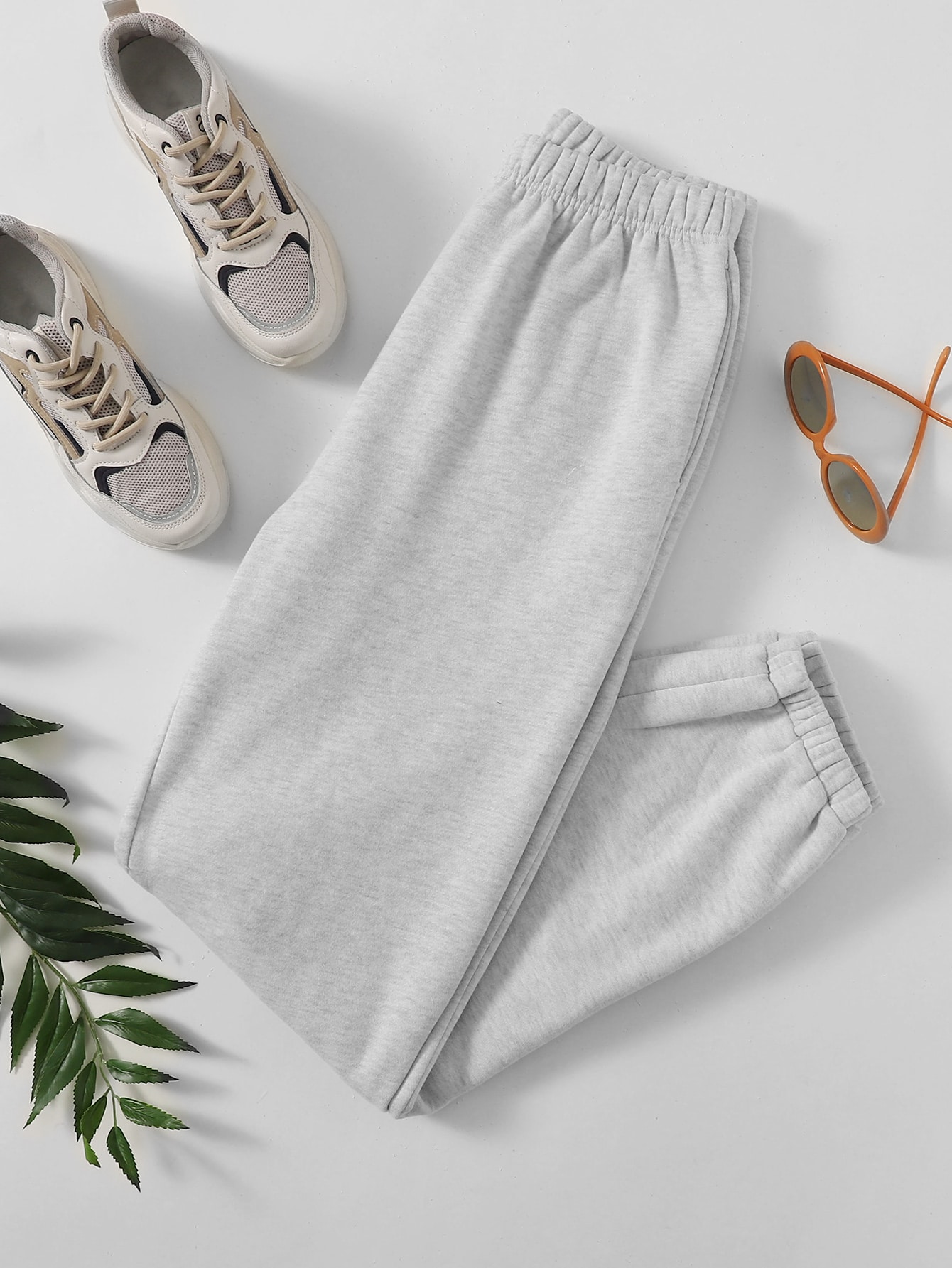 Solid Elastic Cuff Sweatpants