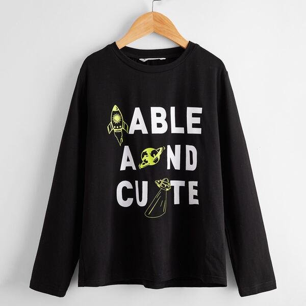 Boys Letter Graphic Tee, Black