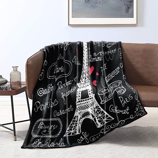 Letter Graphic Blanket, Black