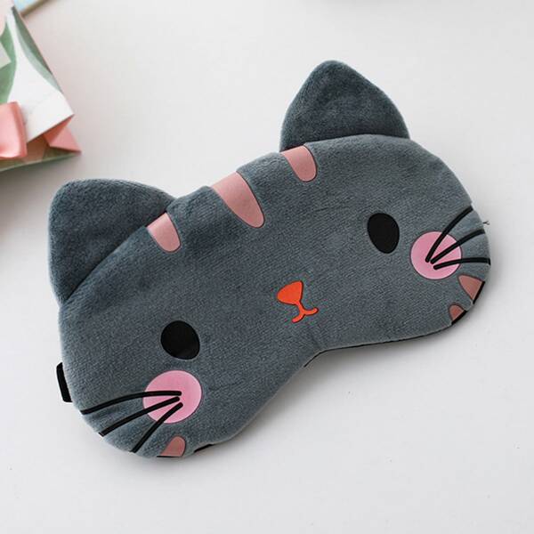 1pc Cat Design Eye Cover, Grey