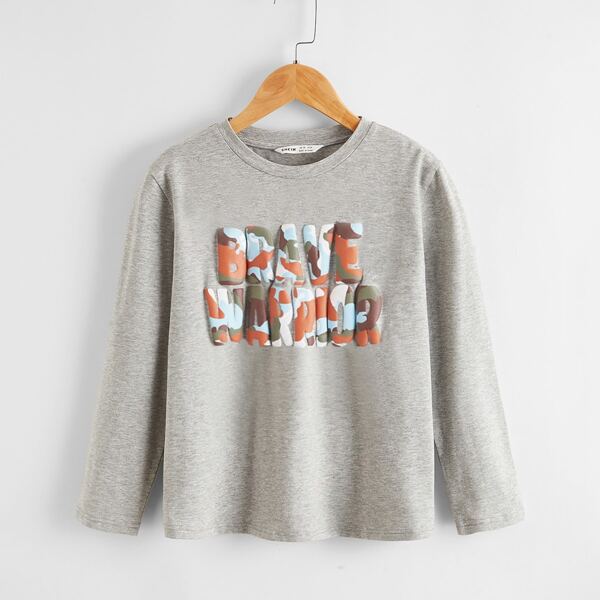 Boys Letter Graphic Tee, Light grey