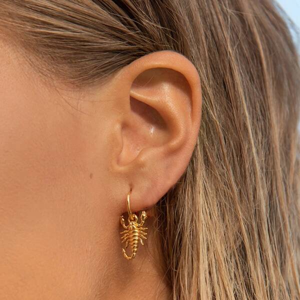 Lobster Drop Earrings, Gold