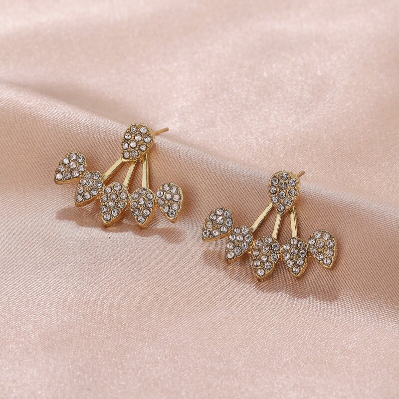 Rhinestone Decor Stud Earrings, Gold 
Rhinestone Decor Stud Earrings, Gold