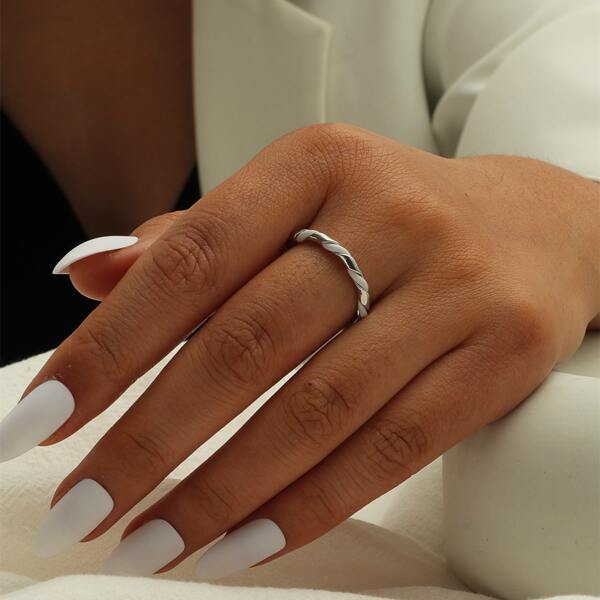 Twist Cuff Ring, Silver