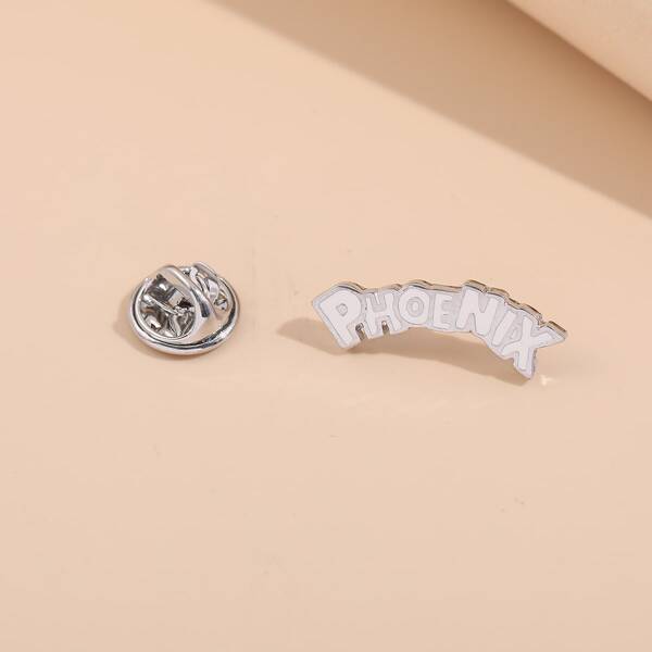 1pc Letter Design Brooch, White