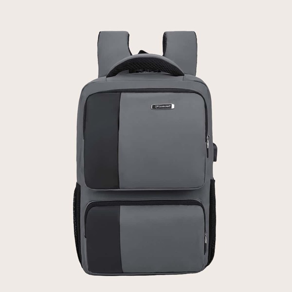 Men Two Tone Backpack, Grey