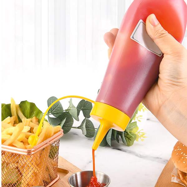 1pc 360ml Sauce Squeeze Bottle, Yellow