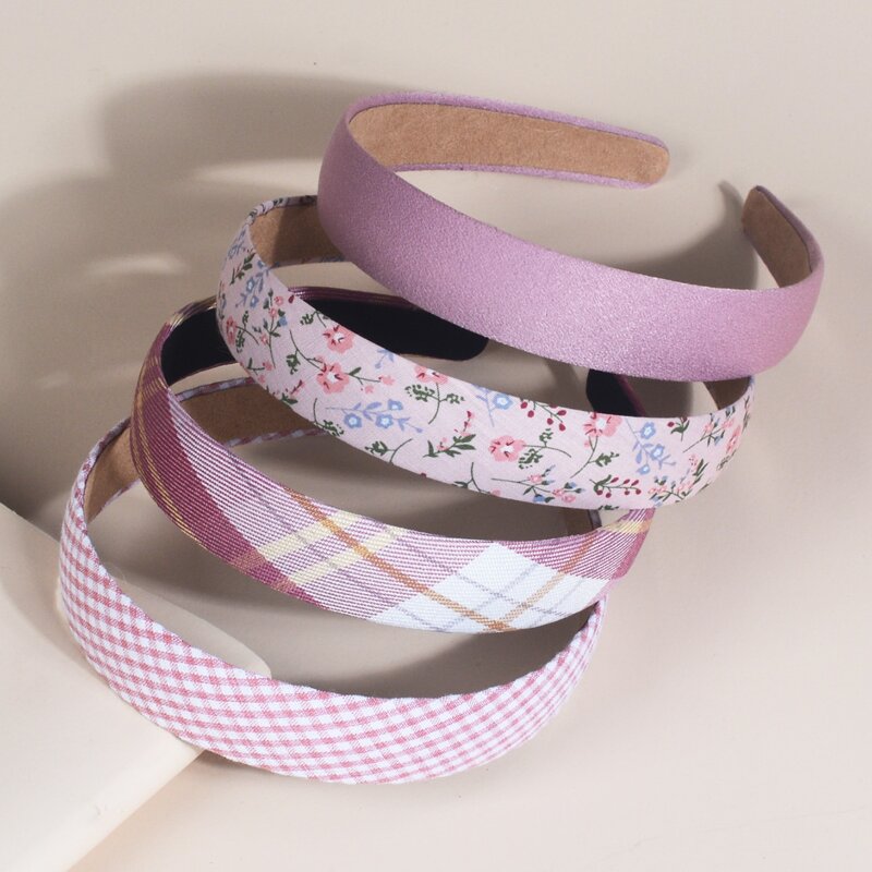 4pcs Plaid Wide Headband, Multicolor 
4pcs Plaid Wide Headband, Multicolor