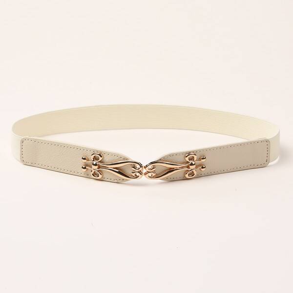 Metal Buckle Corset Belt, Beige