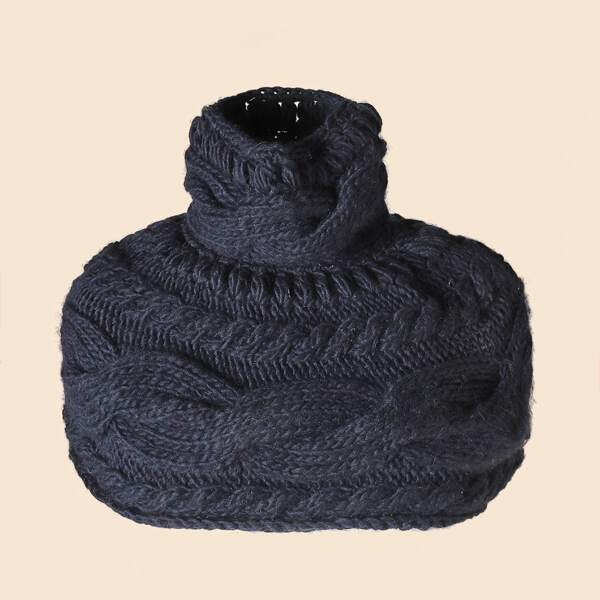 Solid Knit Scarf, Navy blue