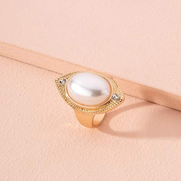 Faux Pearl Decor Ring, White