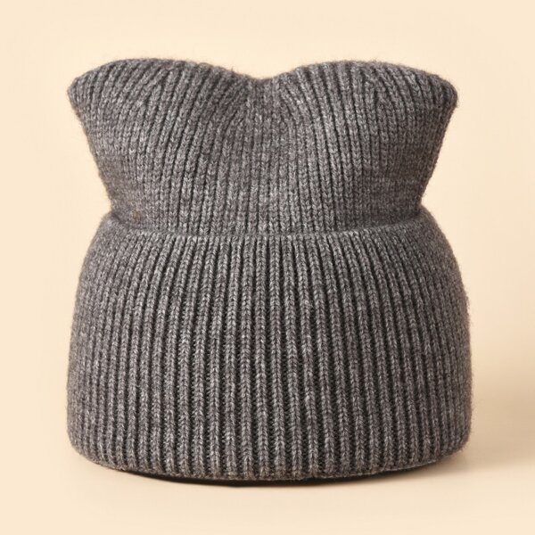 Solid Cuff Beanie, Dark grey