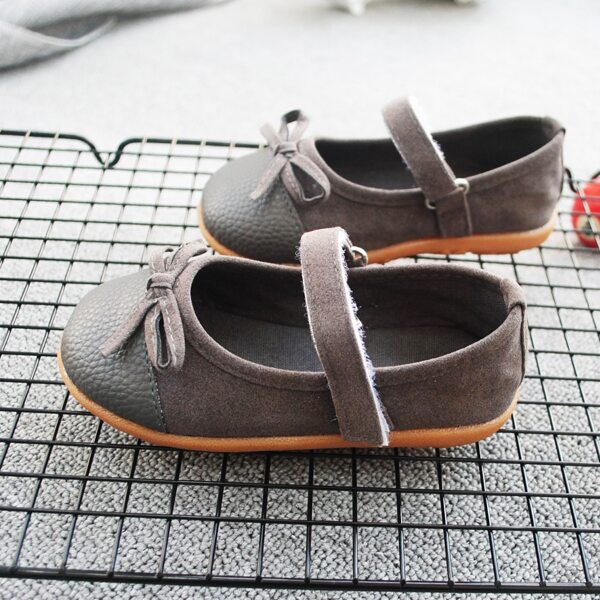 Toddler Girls Bow Decor Flats, Grey