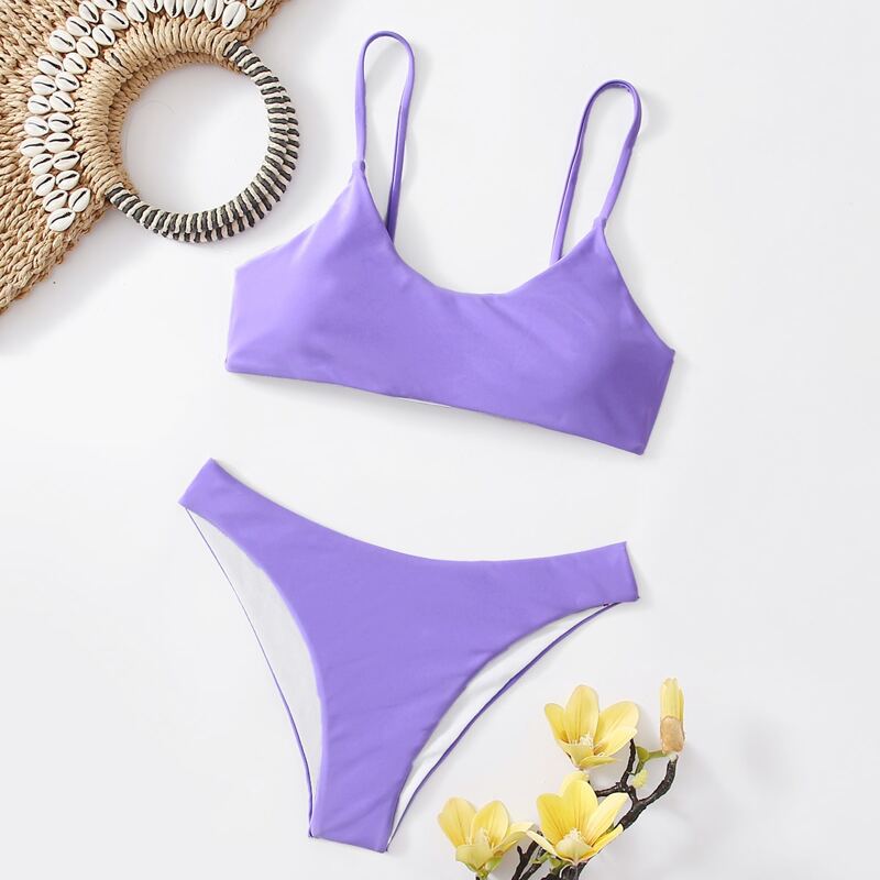 Solid Bikini Swimsuit, Violet purple 
Solid Bikini Swimsuit, Violet purple