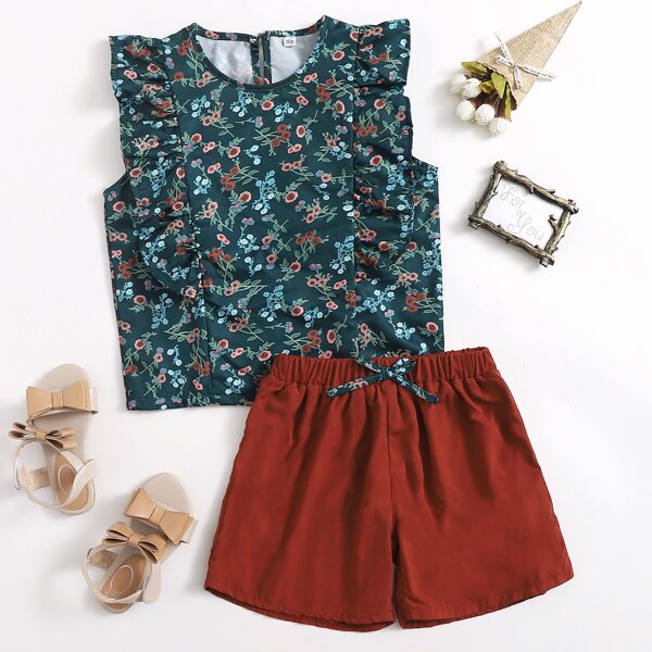 Шорты с бантом и топ с оборками, цветочным принтом, Многоцветный
Шорты с бантом и топ с оборками, цветочным принтом, Многоцветный