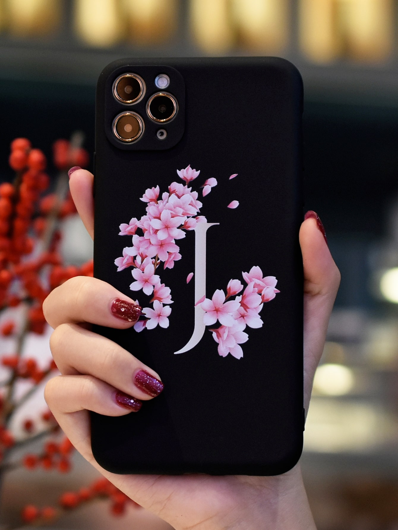 Flower & Letter Graphic iPhone Case