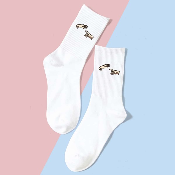 Figure Graphic Crew Socks, White