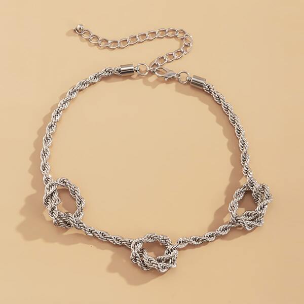 Knot Design Twist Chain Necklace, Silver