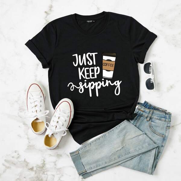 Plus Slogan Graphic Tee, Black