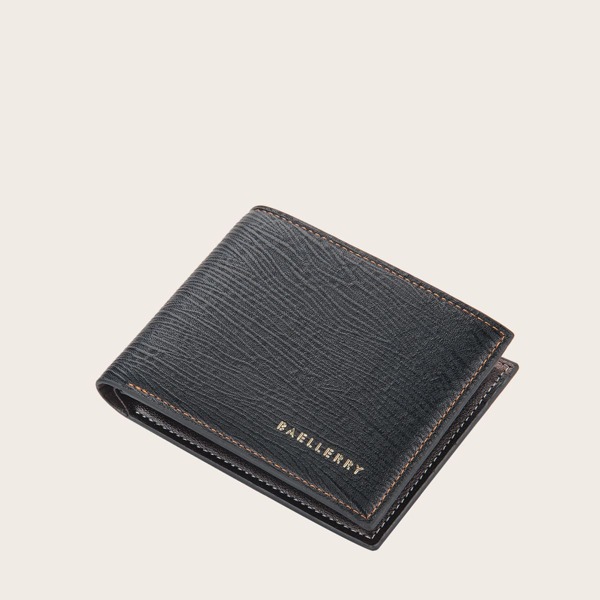 Men Letter Graphic Fold Over Wallet, Black