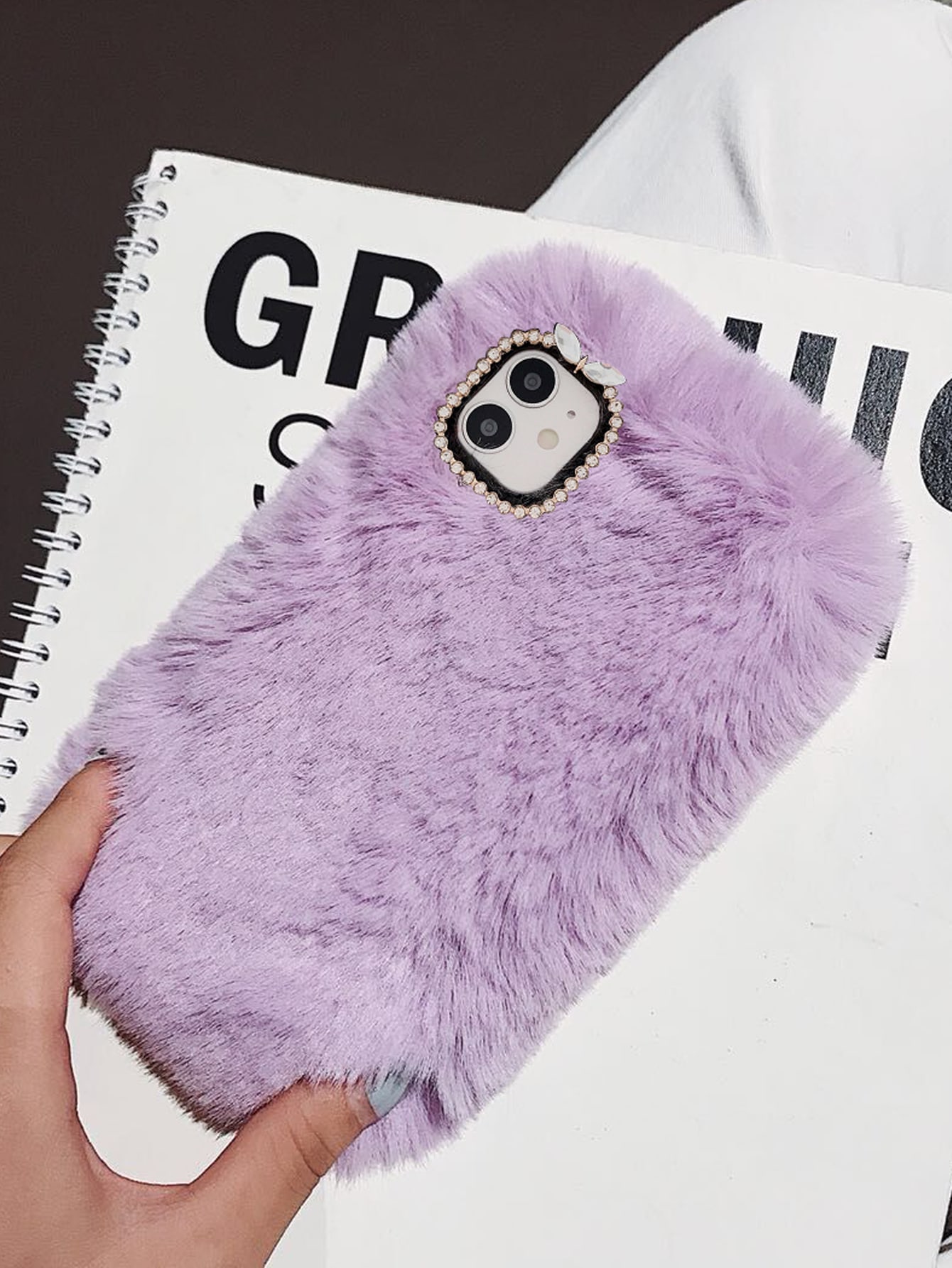 Rhinestone Decor Fluffy iPhone Case